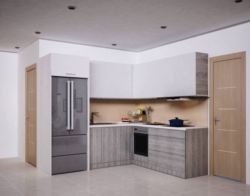 Bếp chung cư chữ L 1