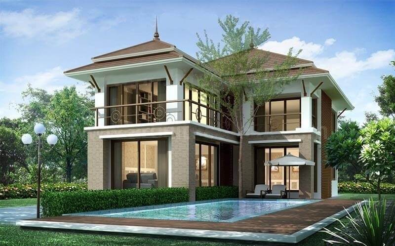 Biệt thự mini 2 tầng chữ L