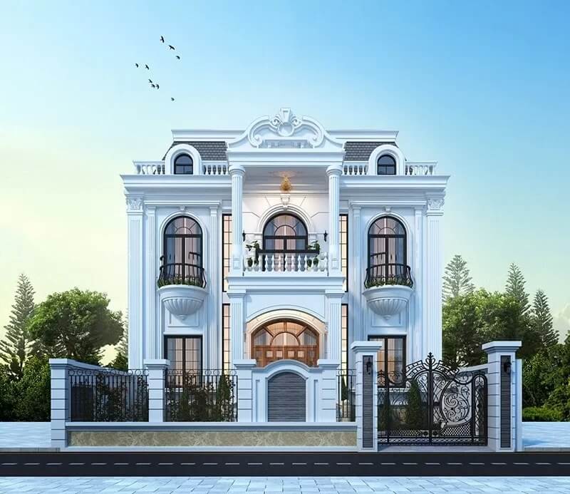 Biệt thự mini 2 tầng kiểu Pháp