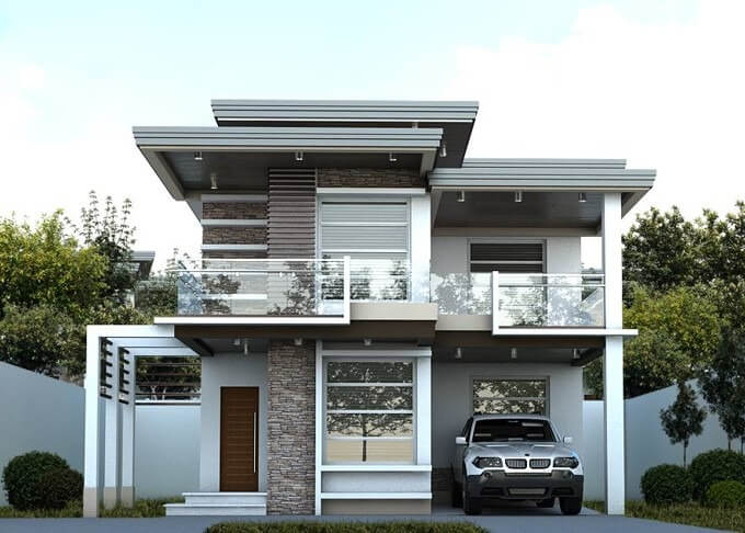 Biệt thự mini 2 tầng phong cách hiện đại