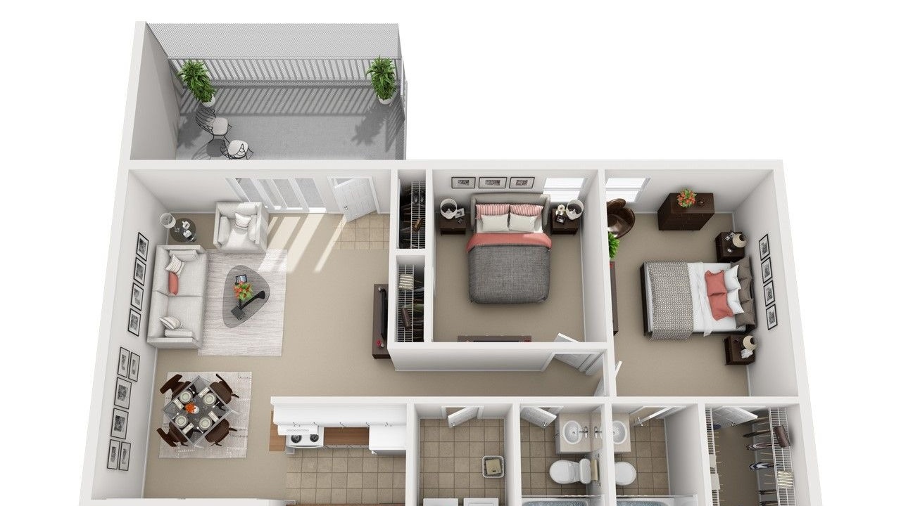 Căn hộ chung cư 77m2 với 2 phòng ngủ