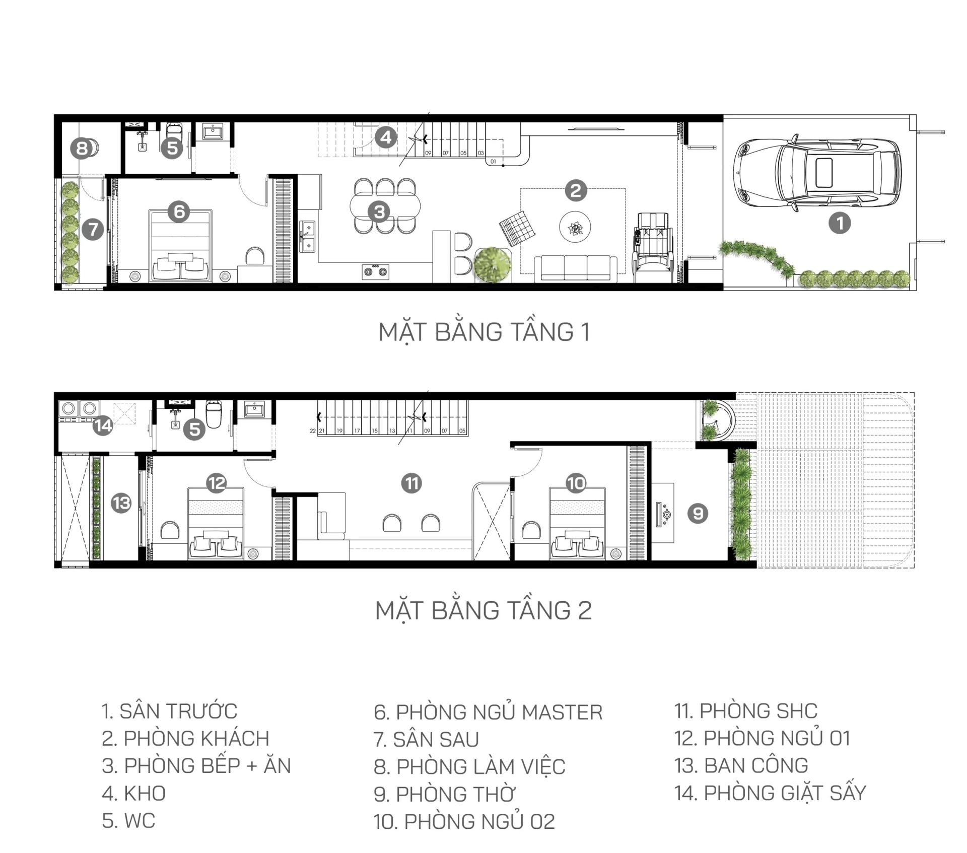 Công năng chi tiết mẫu thiết kế nhà 2 tầng 5x24m