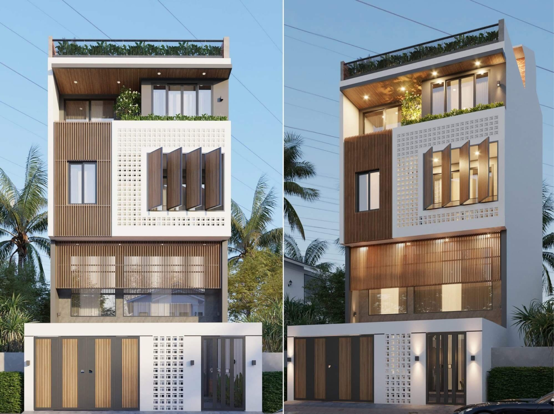 Mặt tiền mẫu thiết kế nhà phố 4x16m phong cách hiện đại
