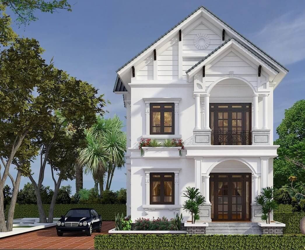 Mẫu nhà 10x10 2 tầng mái Thái – Vững chãi và sang trọng