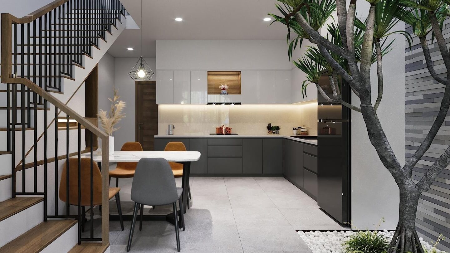 phòng bếp nhà 2 tầng 1 tum