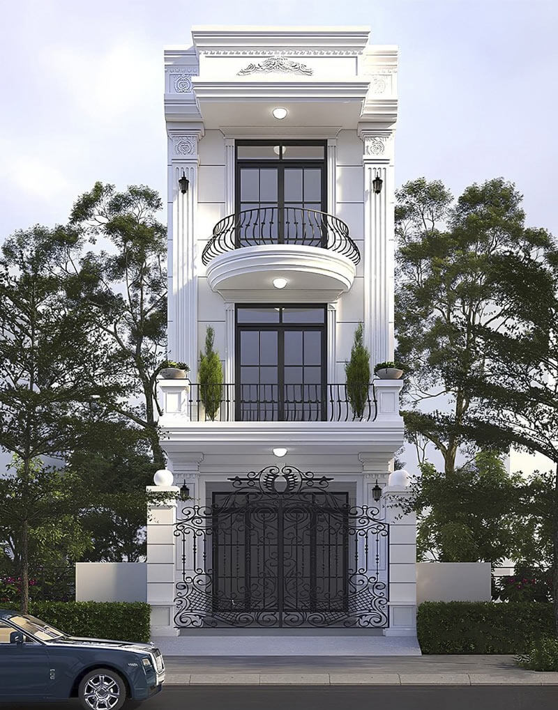 Mẫu nhà 3 tầng 6x15m theo phong cách tân cổ điển