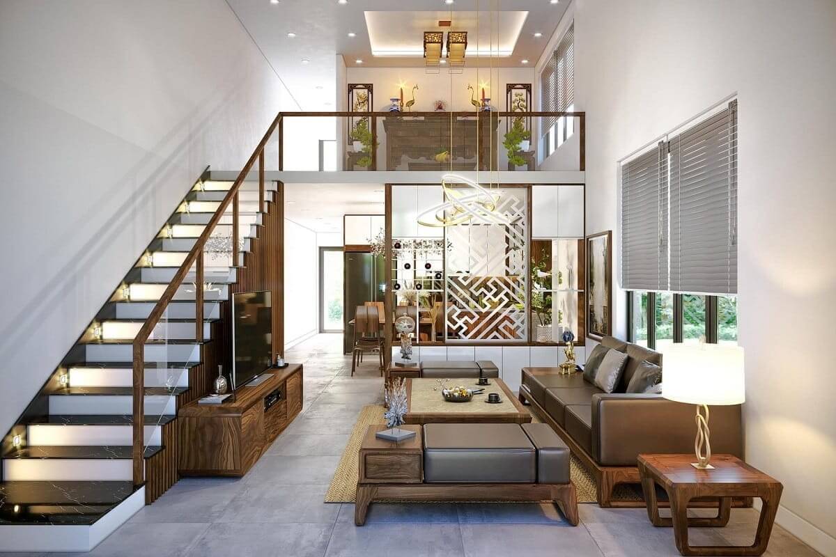 Mẫu nhà cấp 4 đẹp 6x20m có gác lửng 2