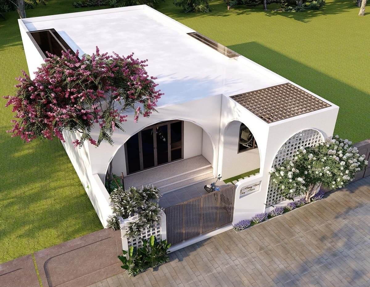 Mẫu nhà cấp 4 đẹp 6x20m mái bằng đơn giản 1