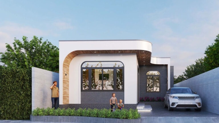 Mẫu nhà cấp 4 đẹp 6x20m mái bằng đơn giản 3