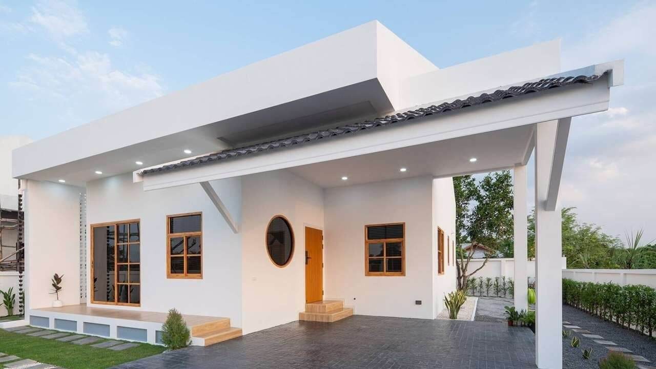 Mẫu nhà cấp 4 đẹp 6x20m mái bằng đơn giản