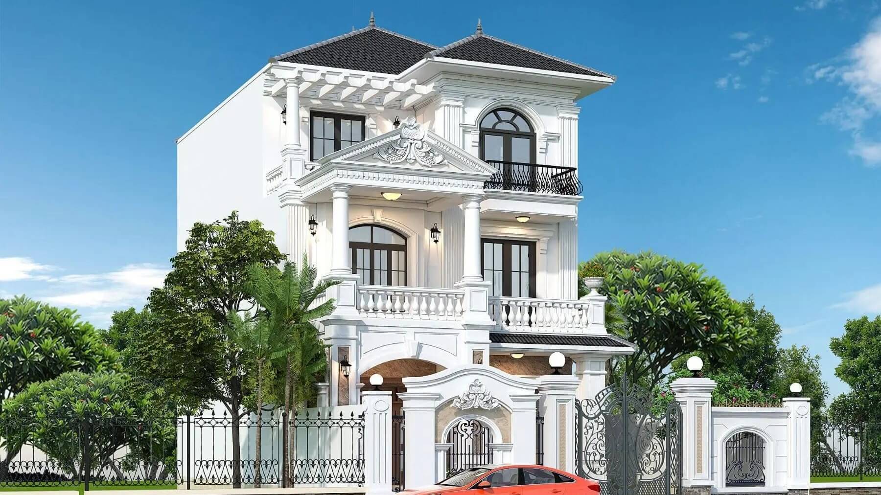 Mẫu nhà mái Nhật 3 tầng 3 phòng ngủ 3