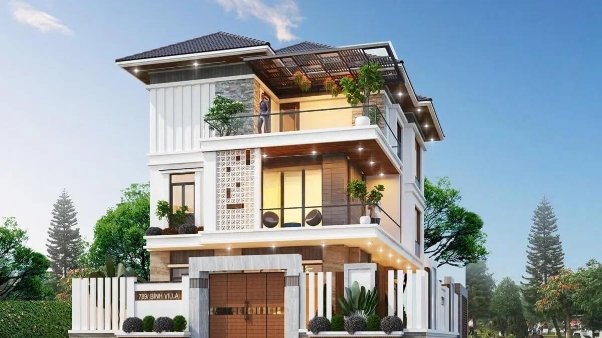 Mẫu nhà mái Nhật 3 tầng 4 phòng ngủ 1