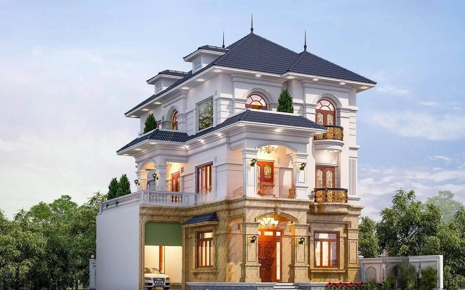 Mẫu nhà mái Nhật 3 tầng 4 phòng ngủ 2