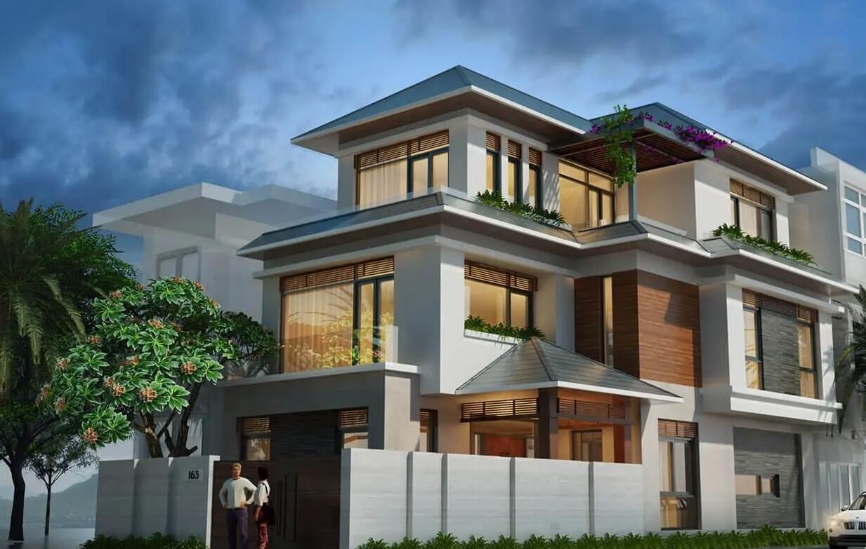 Mẫu nhà mái Nhật 3 tầng 6 phòng ngủ 3