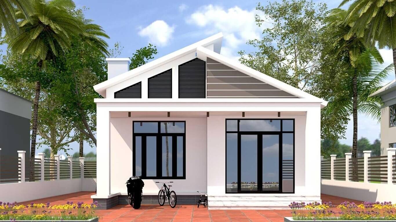 Mẫu nhà nhỏ 4x10m mái lệch màu trắng tinh khôi 6