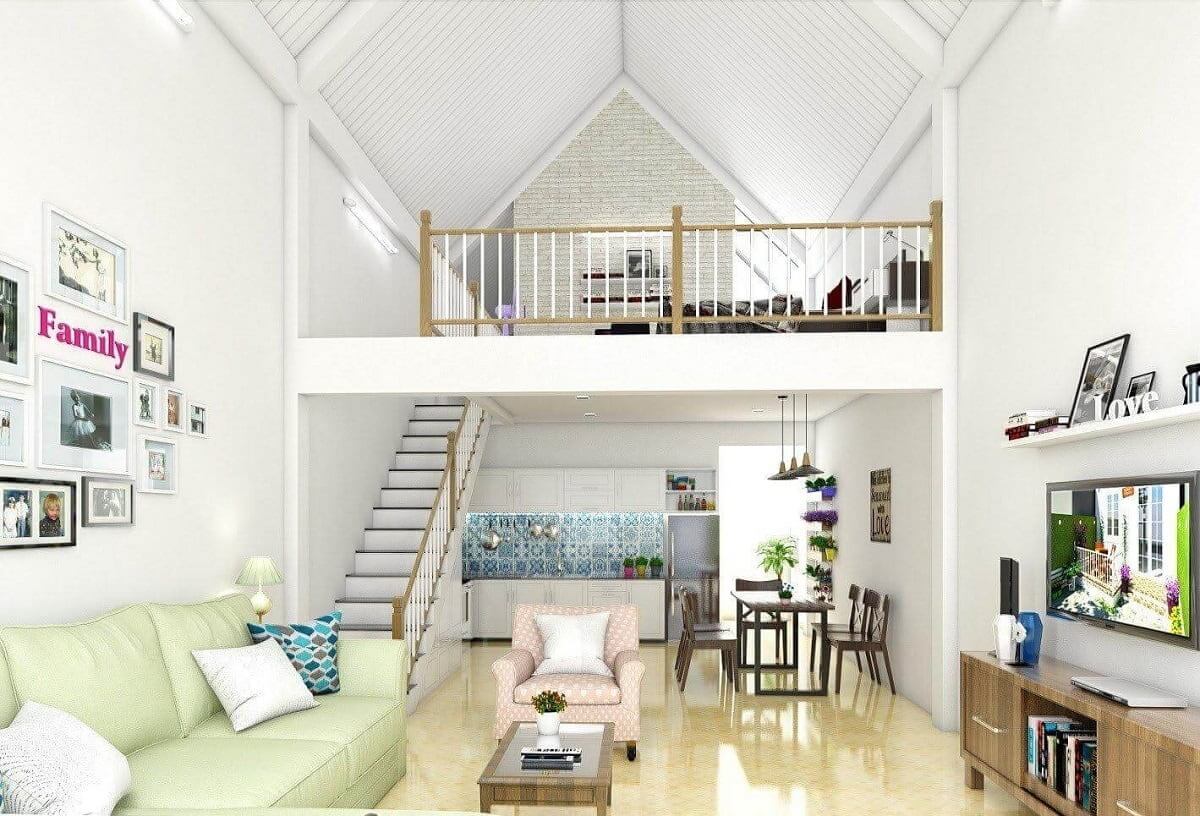 Mẫu nhà nhỏ đẹp 35m2 có gác lửng 3