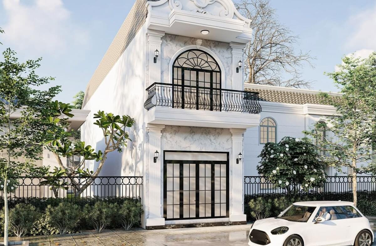 Mẫu nhà ống 2 tầng 4x15m có 3 phòng ngủ phong cách Pháp cổ điển