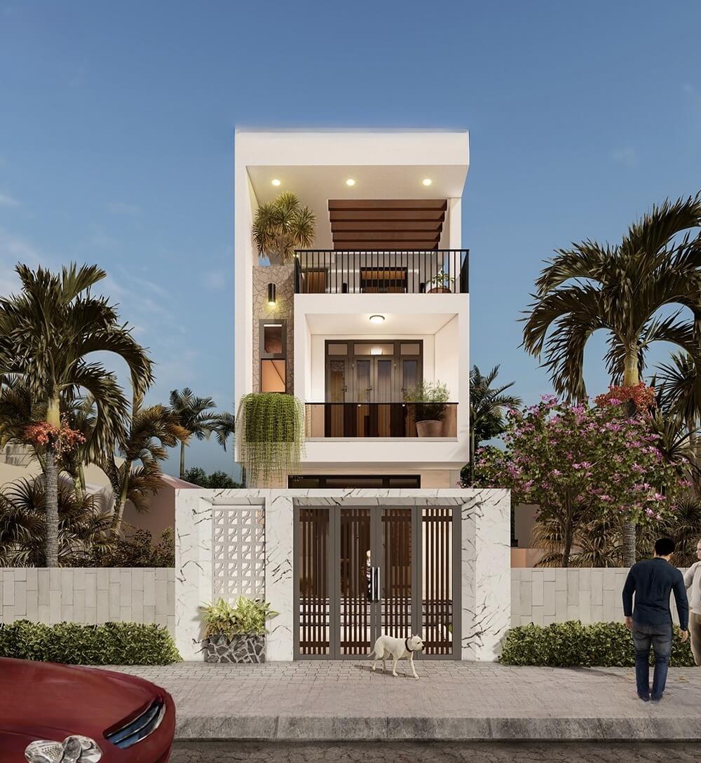 Mẫu nhà ống 2 tầng 5x16m với 1 tum
