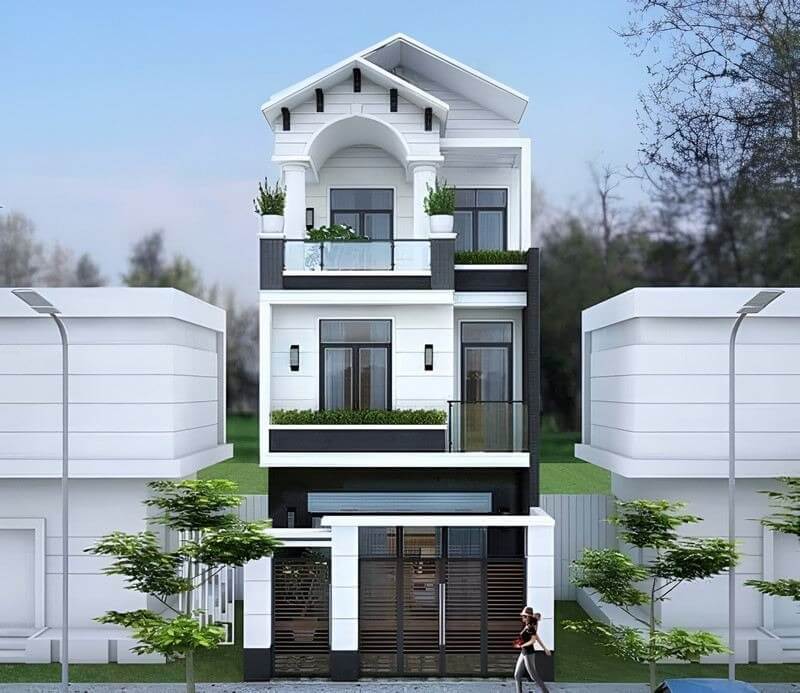 Mẫu nhà ống mái Nhật 3 tầng 1