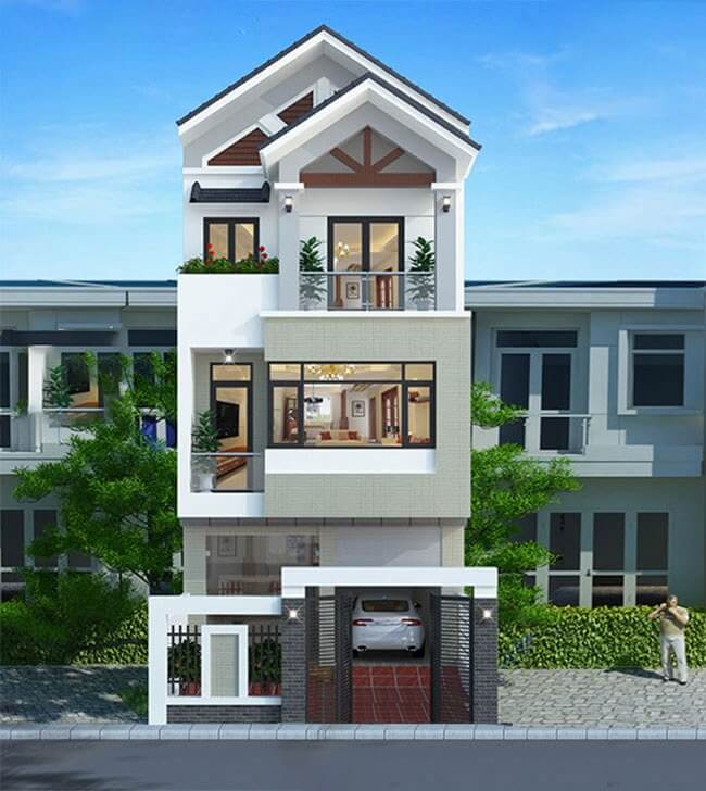 Mẫu nhà ống mái Nhật 3 tầng 3