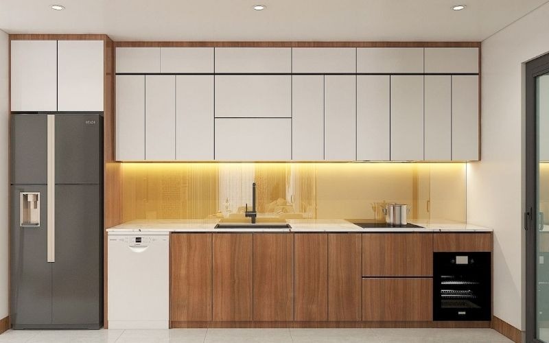 Mẫu phòng bếp căn hộ chung cư từ gỗ tự nhiên 2