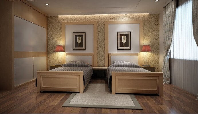 Mẫu phòng ngủ 2 giường cho ông bà 4