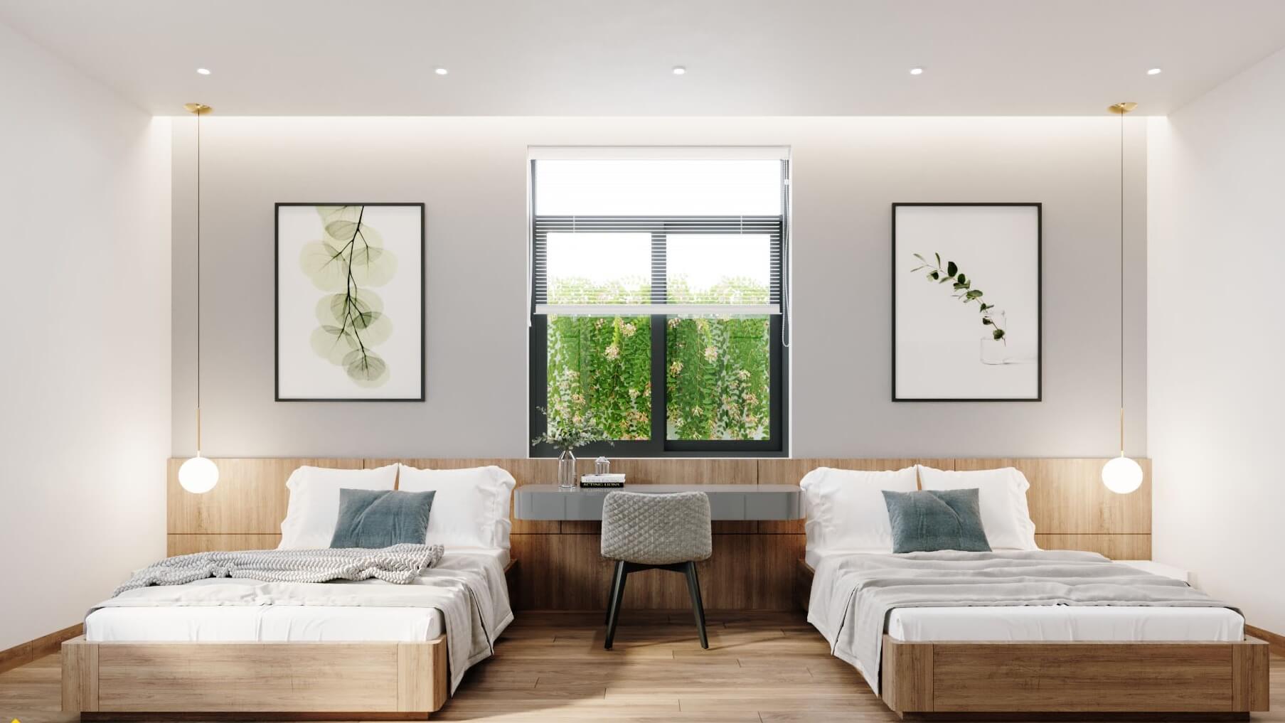 Mẫu phòng ngủ 2 giường cho ông bà 1