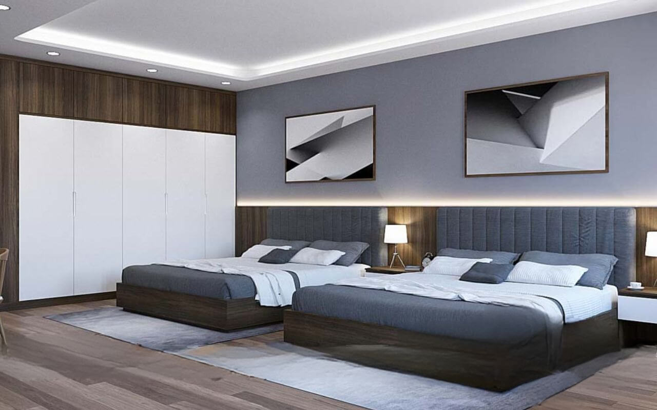 Mẫu phòng ngủ 2 giường phong cách hiện đại 4