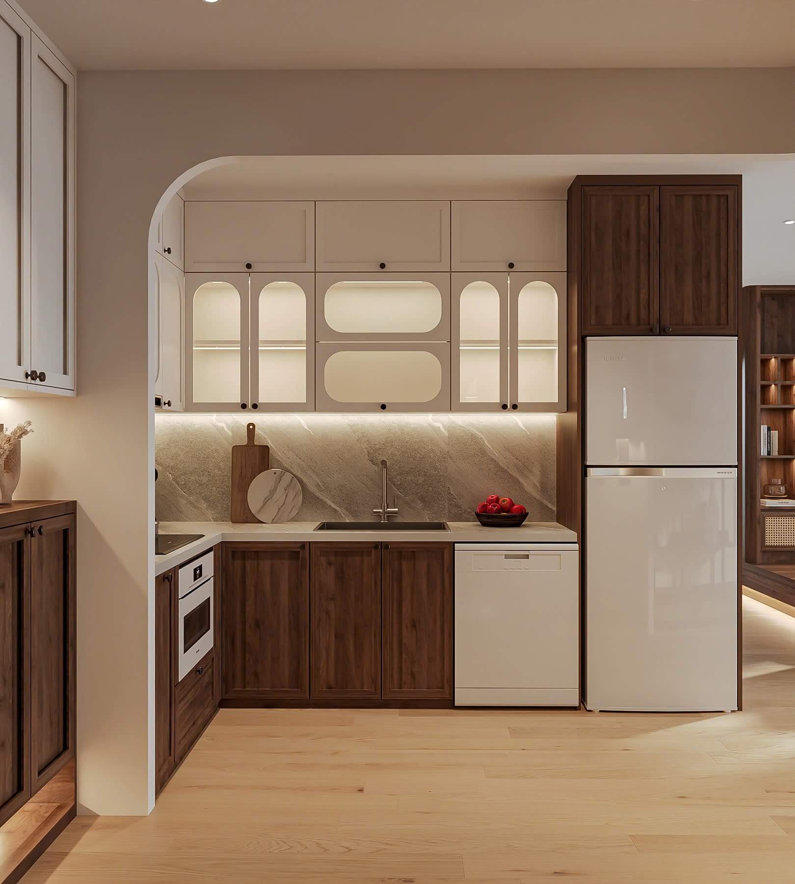 Mẫu thiết kế bếp cho căn chung cư 60m2 1