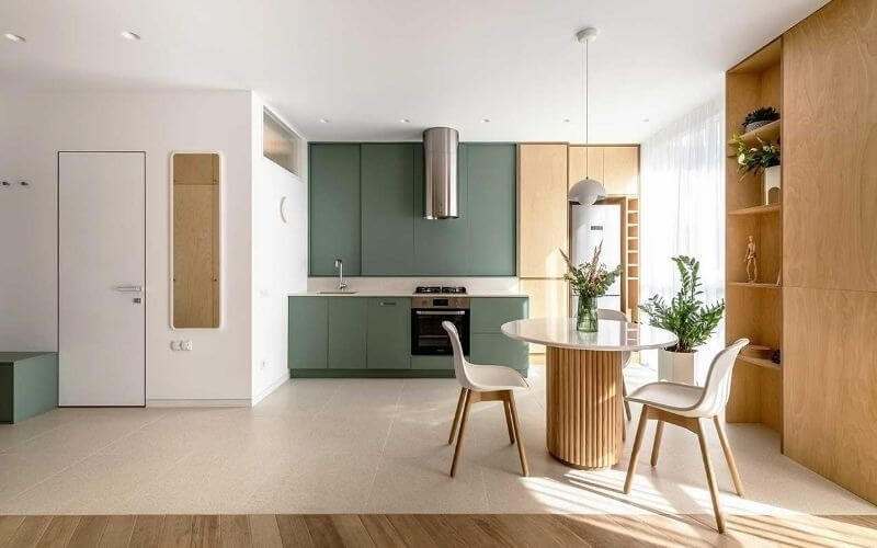 Mẫu thiết kế bếp cho căn hộ chung cư 2 phòng ngủ