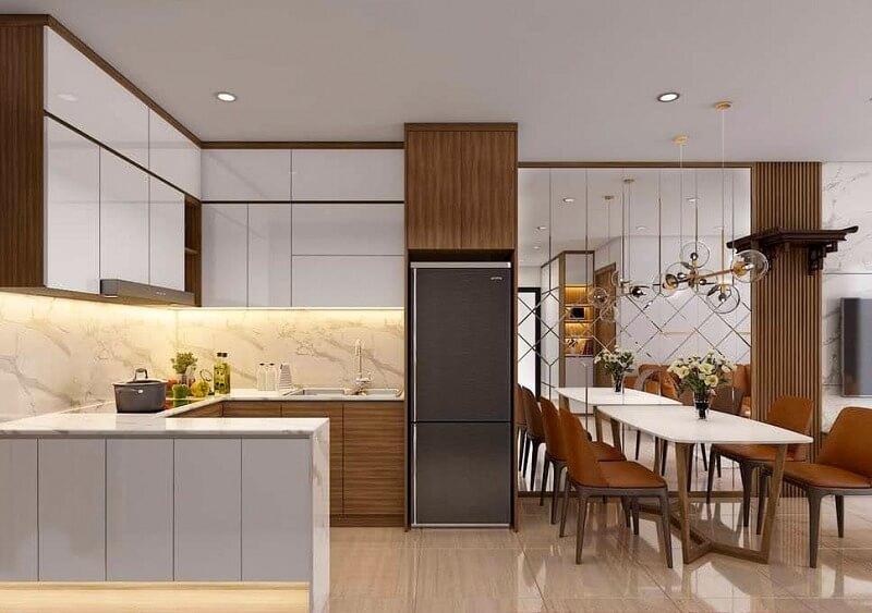 Mẫu thiết kế bếp cho căn hộ chung cư 3 phòng ngủ
