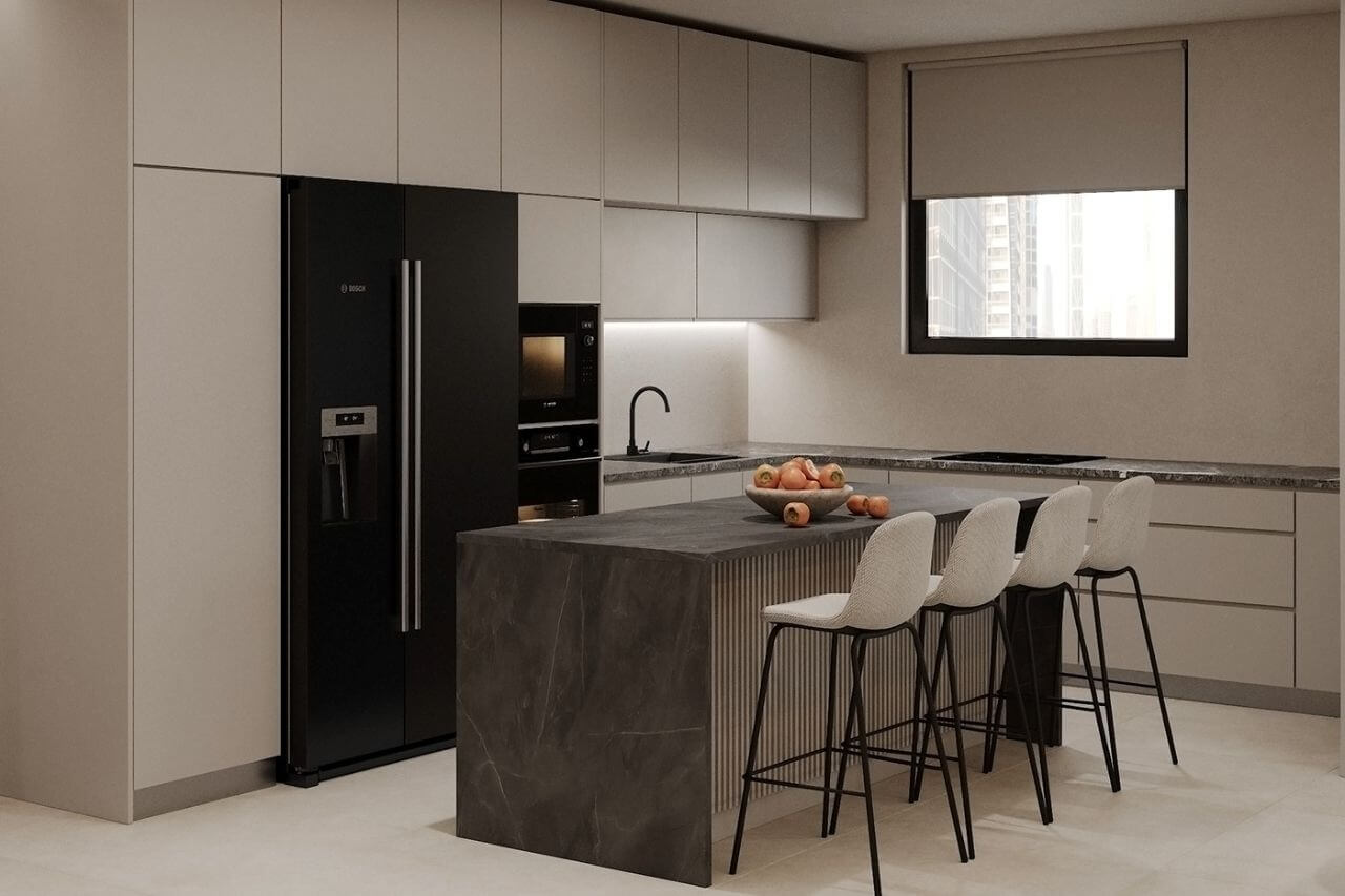 Mẫu thiết kế bếp chung cư phong cách tối giản 3