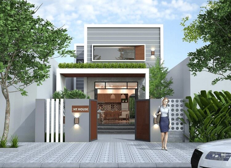 Mẫu thiết kế nhà cấp 4 diện tích 5x16m mái bằng 5