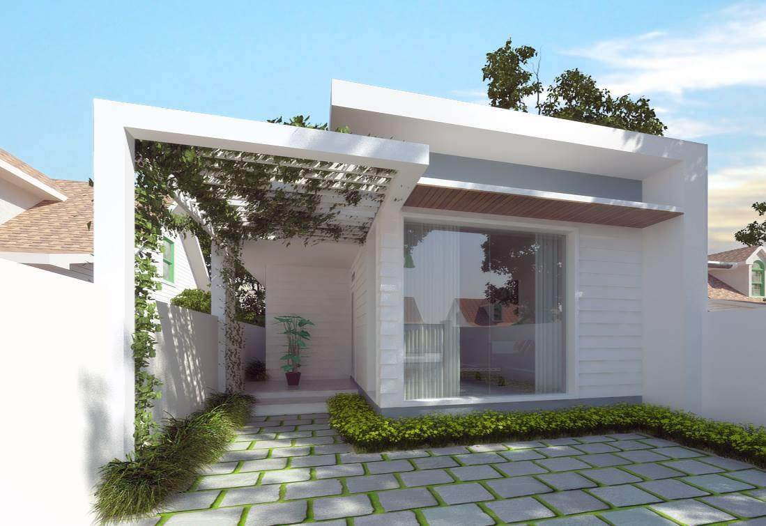 Mẫu thiết kế nhà cấp 4 diện tích 5x16m mái bằng 8