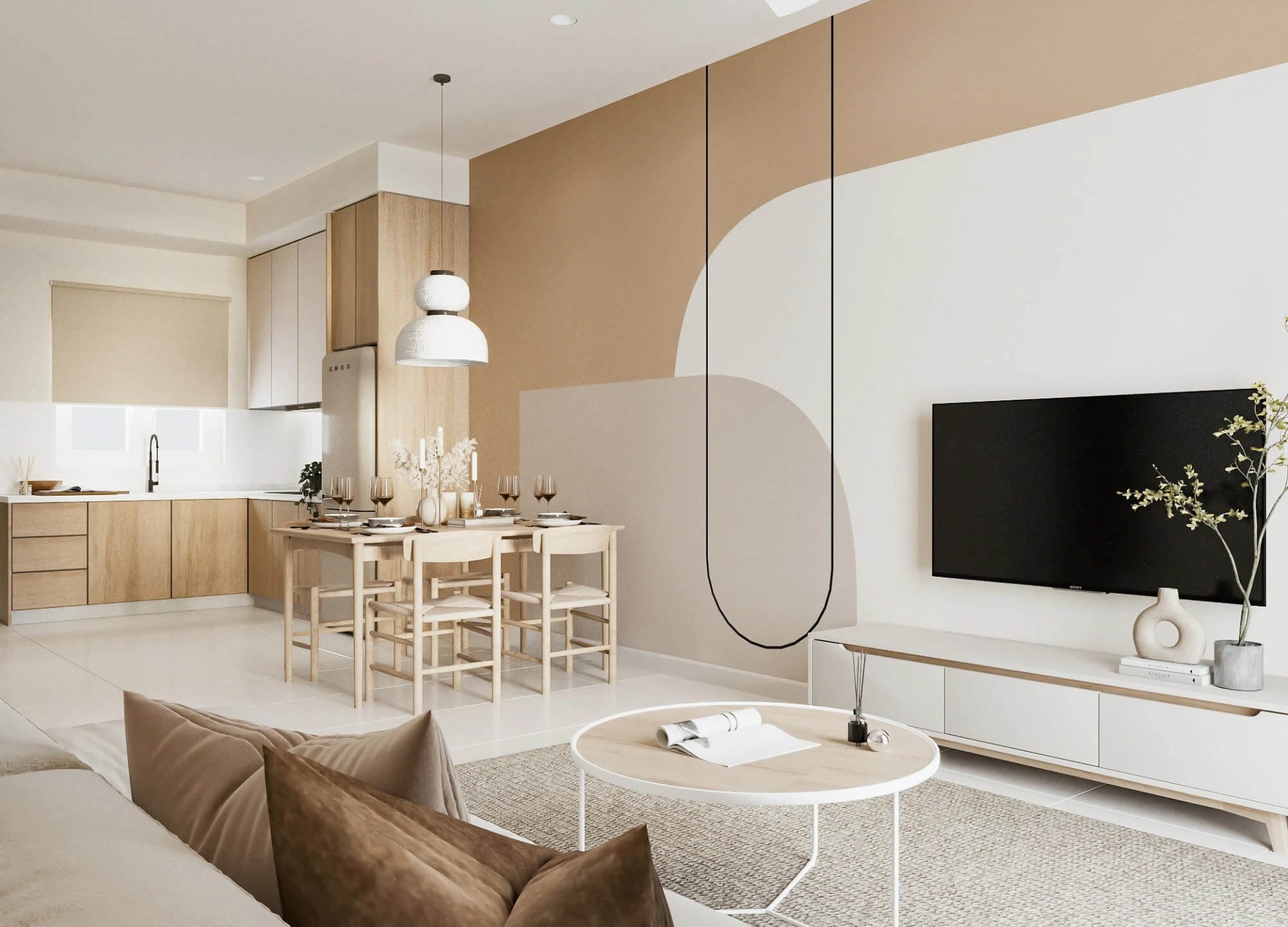 Mẫu thiết kế nhà chung cư 100m2 phong cách Japandi