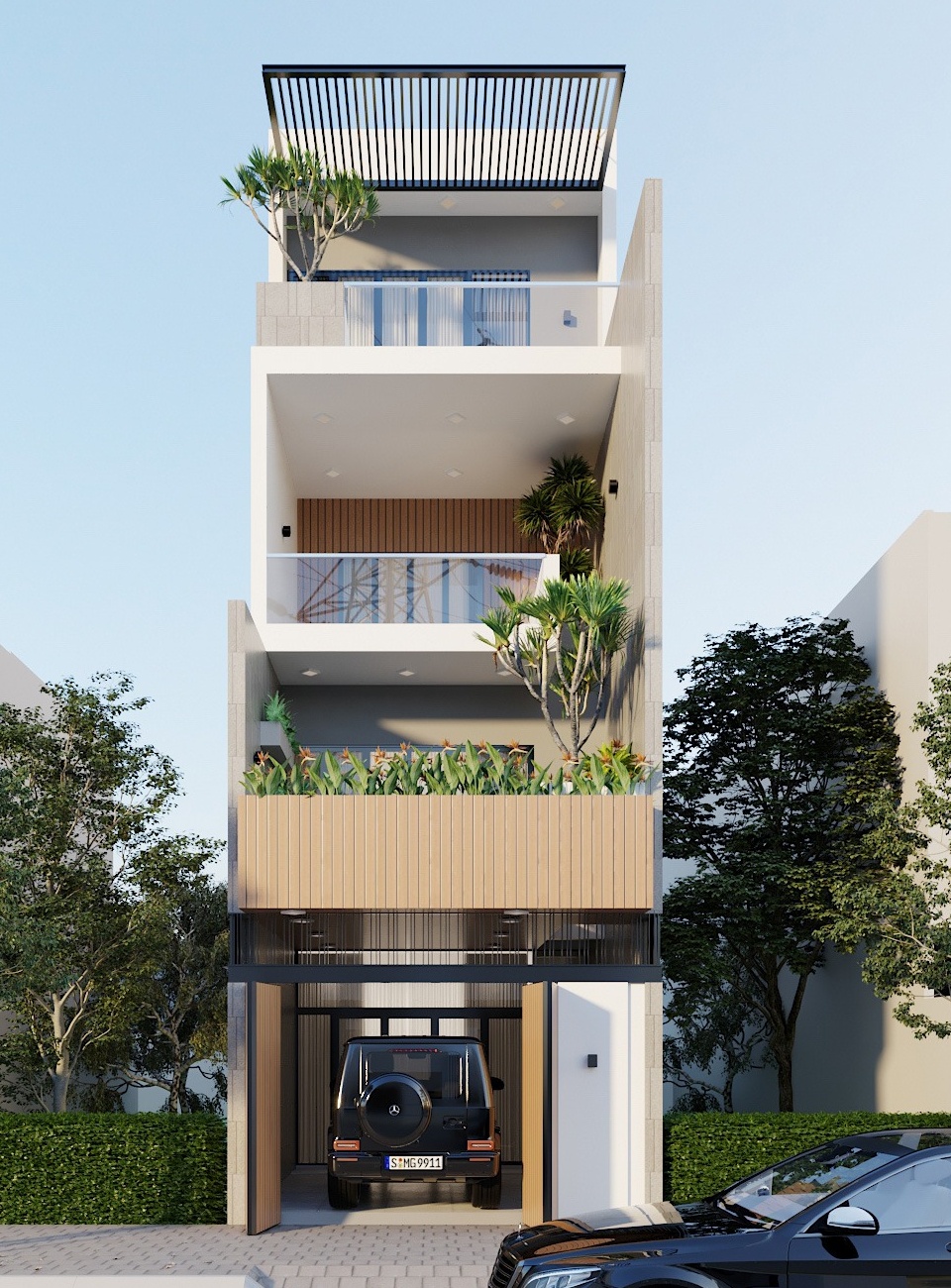 Mẫu thiết kế nhà đẹp 5×24 có 4 phòng ngủ tiện nghi