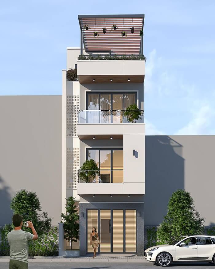 Mẫu thiết kế nhà ngang 6m dài 15m đơn giản, hiện đại