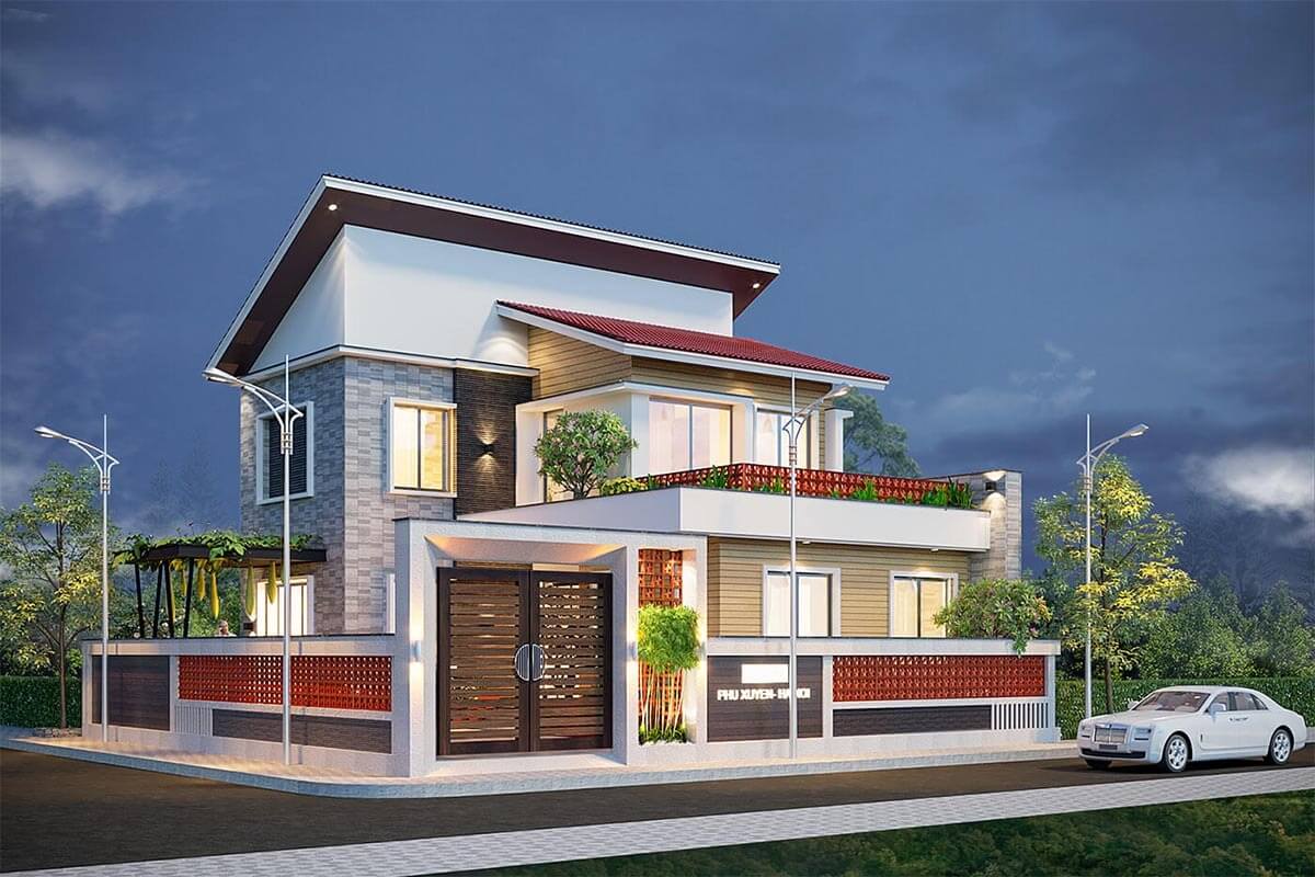 Mẫu thiết kế nhà ống lệch tầng 4x15m với 2 tầng