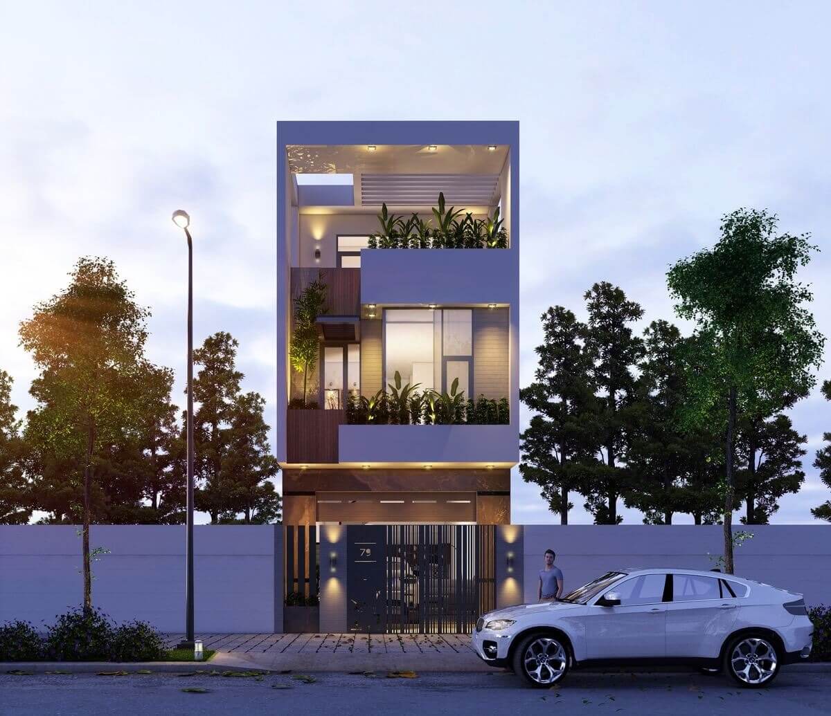 Mẫu thiết kế nhà ống lệch tầng 4x15m với 3 tầng