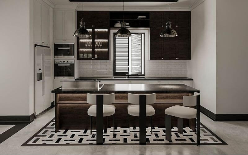 Mẫu thiết kế nội thất nhà bếp chung cư theo phong cách Luxury 2