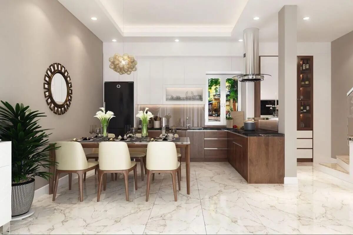 Mẫu thiết kế nội thất phòng bếp phong cách hiện đại đơn giản