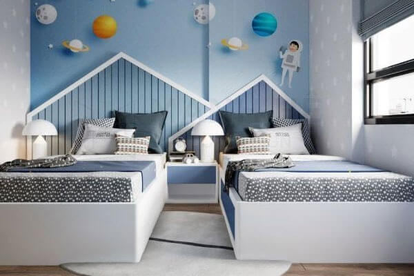 Mẫu thiết kế phòng ngủ 2 giường cho bé 2