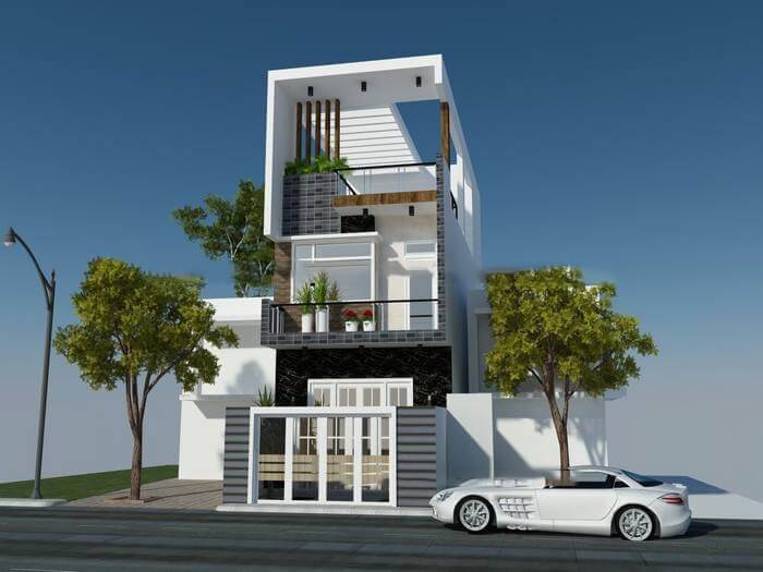 Nhà 3 tầng 6x15m có gara ô tô và khoảng sân bên cạnh nhà rộng rãi