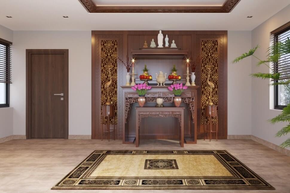 Nhà cấp 4 chữ L có phòng thờ riêng