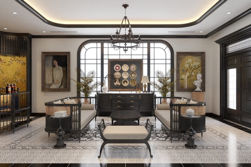 Nội thất chung cư 77m2 phong cách Indochine 2