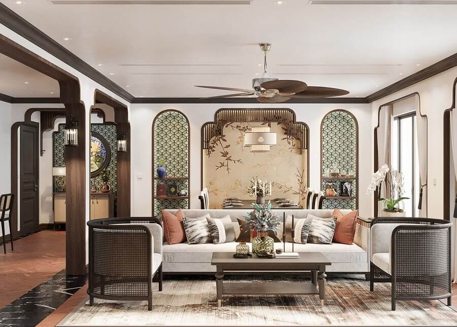 Nội thất chung cư 77m2 phong cách Indochine 4