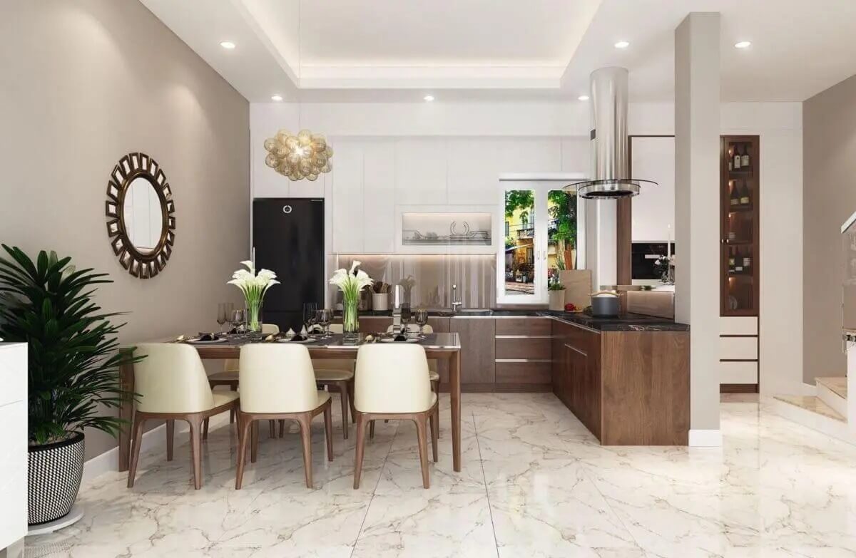 Nội thất phòng ăn nhà ngang 6m dài 15m