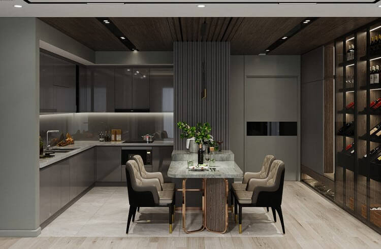 Nội thất phòng bếp cơ bản gồm những gì: bàn ghế ăn