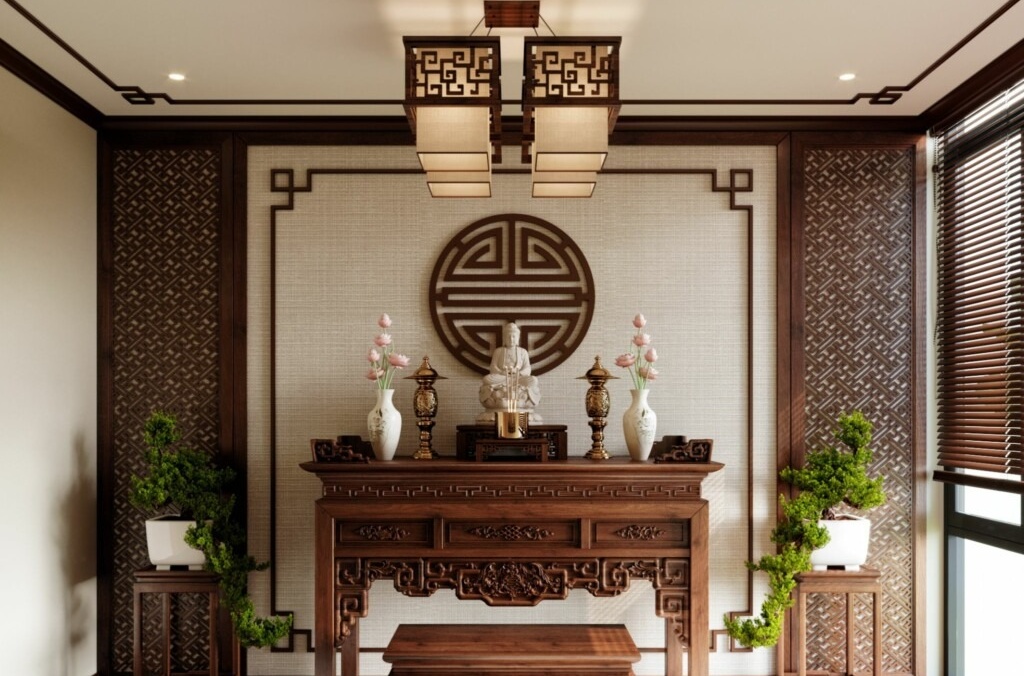 Nội thất phòng thờ nhà ngang 6m dài 15m