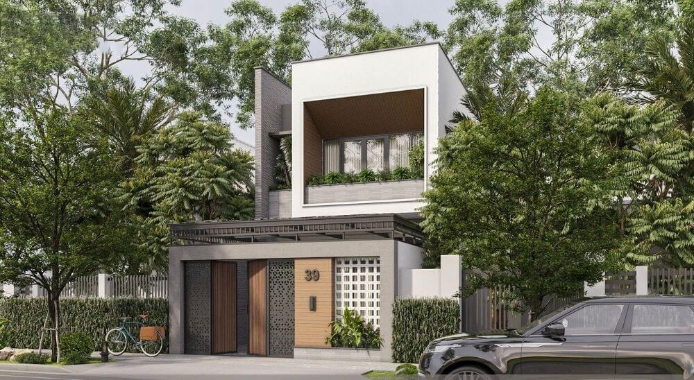Phối cảnh mặt tiền mẫu thiết kế nhà ngang 6m dài 15m hiện đại